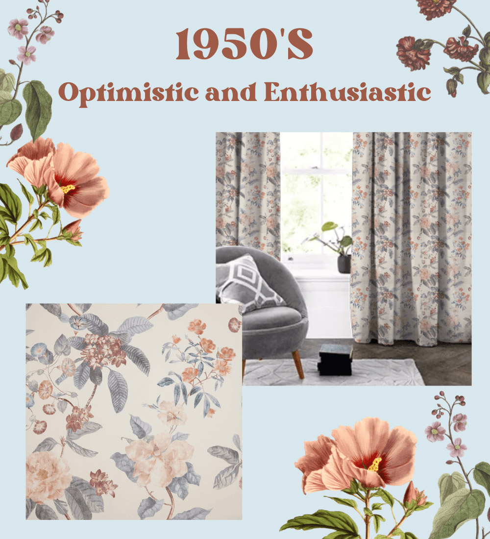 1950's floral curtain patterns